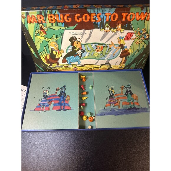 Vintage 1941 Milton Bradley “Mr. Bug Goes to Town” Board Game Complete - Picture 6 of 10